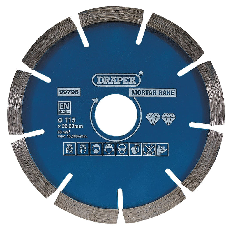 Draper Mortar Raking Diamond Blade, 115mm 99796 Draper - Dynamic Drive