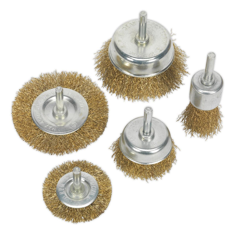 Sealey Wire Brush Set 5pc Brassed BWBS05 Sealey - Dynamic Drive