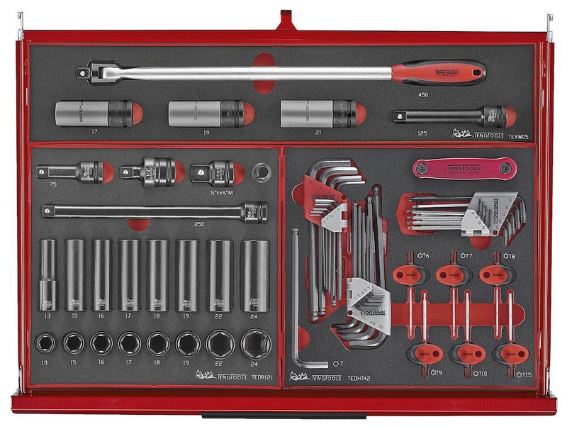 Teng Tools 26" PRO35™ stack FOAM tool kit 418 pieces red Town Tools - Dynamic Drive