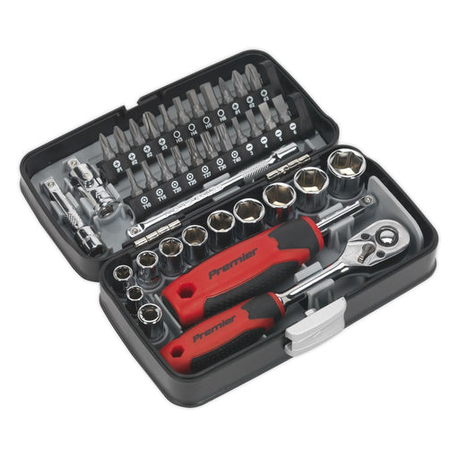 Sealey Premier 38pc 1/4" Drive Socket and Screwdriver Bit Set 72 Tooth Ratchet Sealey  - Dynamic Drive