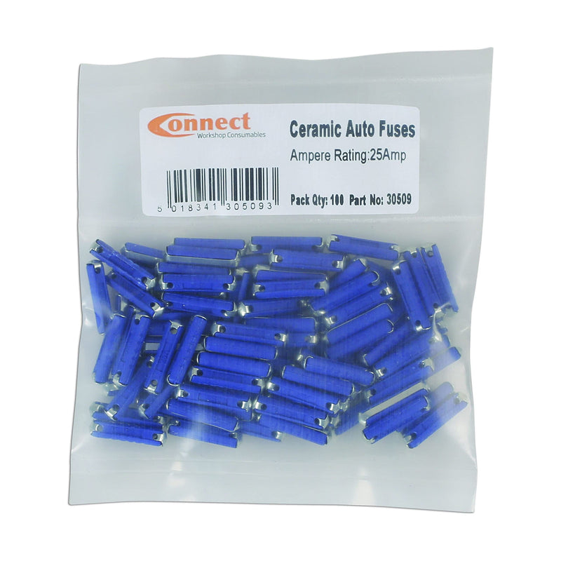 Connect Continental Auto Fuses 25A, Blue 100pc 30509 Tool Connection - Dynamic Drive