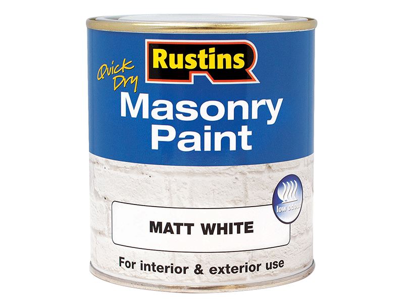 Rustins Quick Dry Masonry Paint Matt White 500ml Rustins - Dynamic Drive