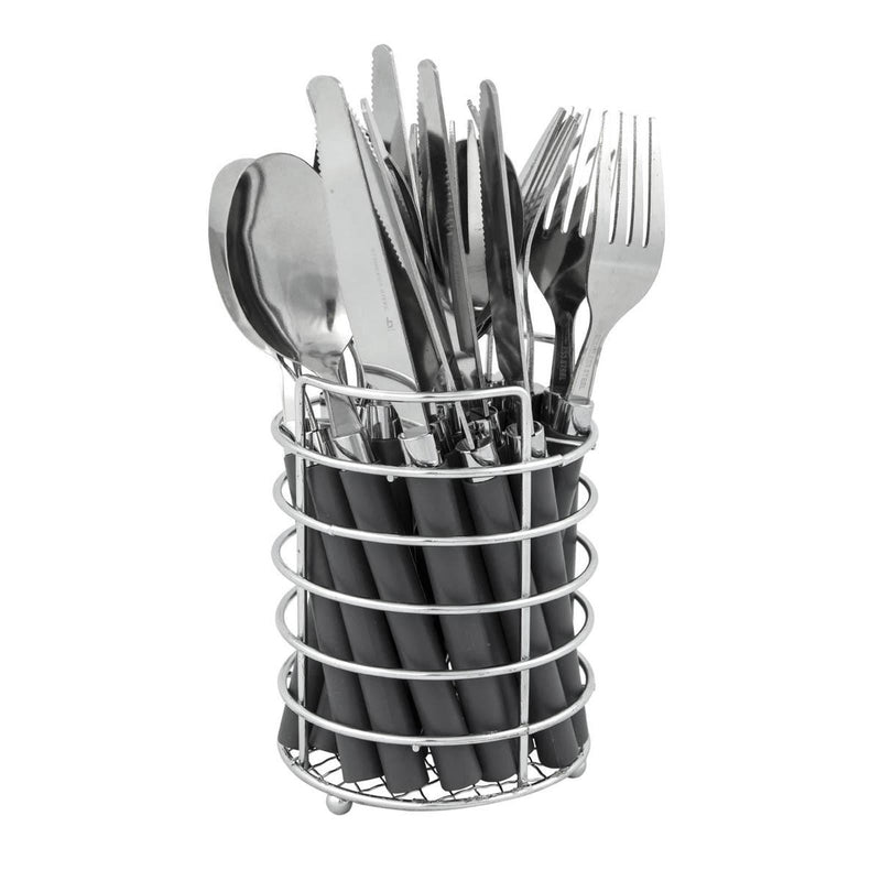 Bo-Camp Cutlery Set with Basket 24 Pieces 6 Persons Grey Bo-Camp - Dynamic Drive