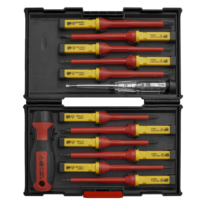 Sealey Interchangable Screwdriver Set VDE 1000V AC 1500V DC Hybrid 13pc Kit Torx Sealey  - Dynamic Drive