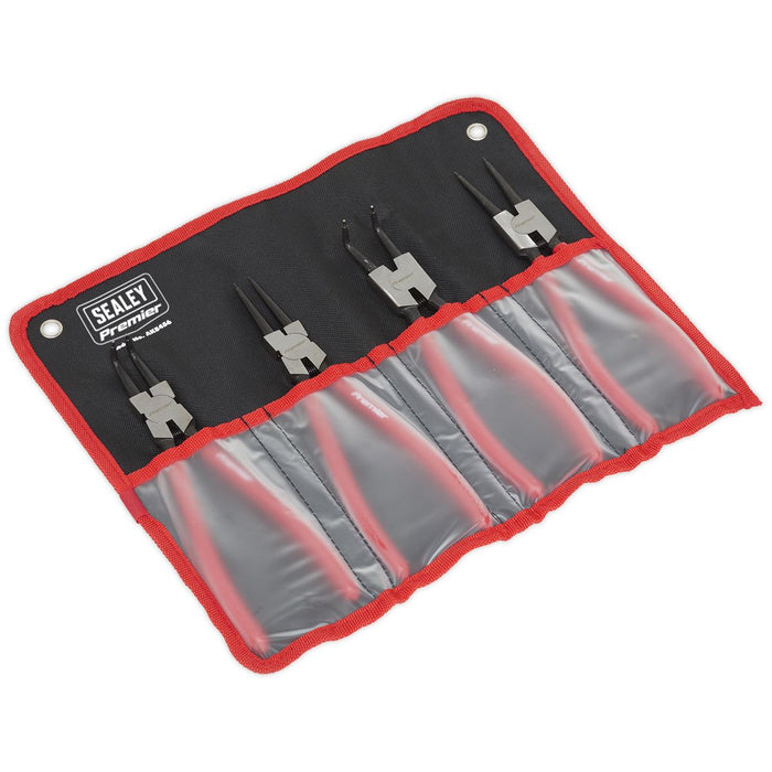 Sealey Premier 4pc 230mm Internal External Circlip Pliers Set Bent Nose Straight Sealey  - Dynamic Drive
