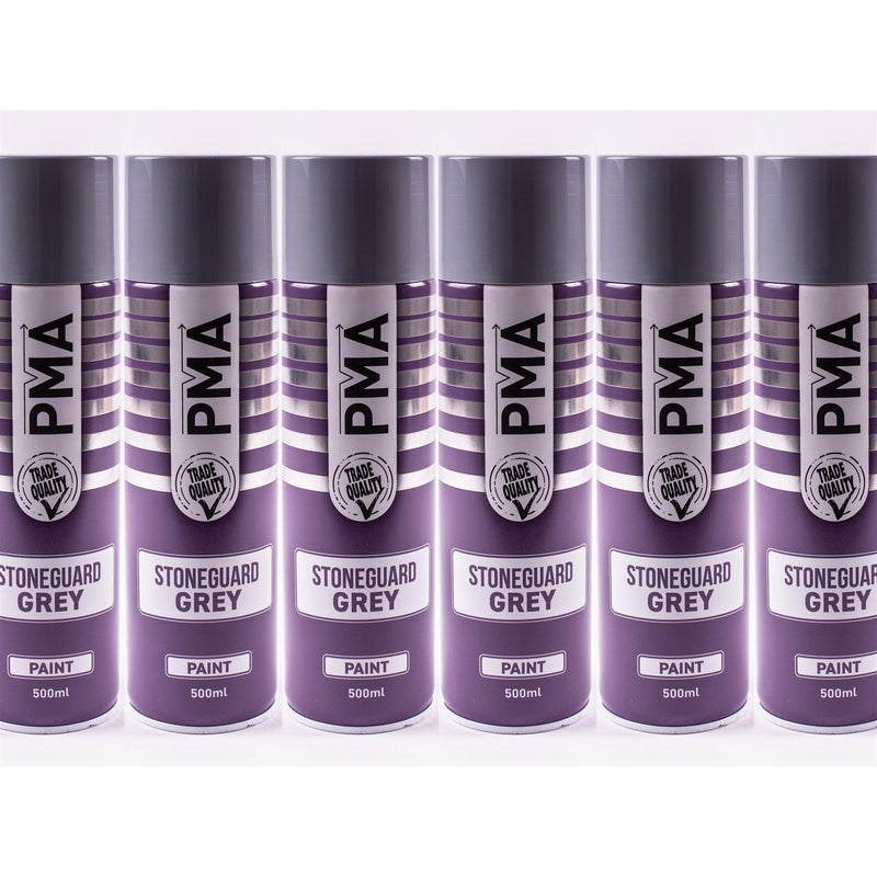 6 x PMA Professional Stone Guard Grey 500ml Spray Paint High Coverage PMA - Dynamic Drive
