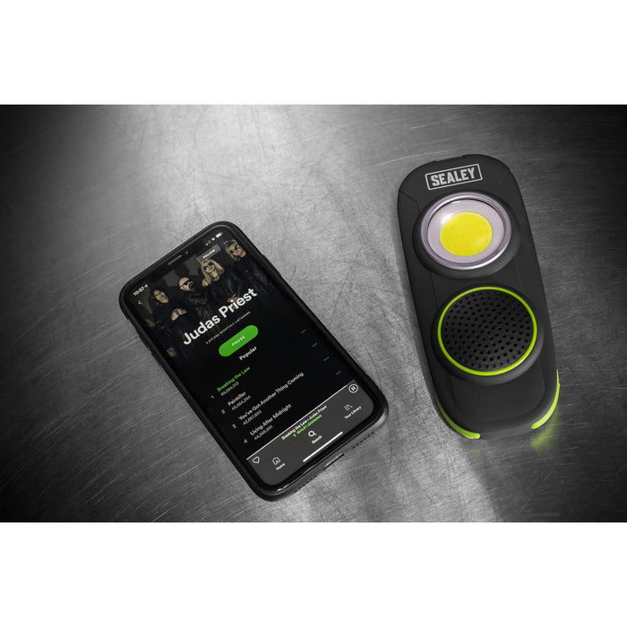 Sealey Rechargeable Torch Light Wireless Speaker 10W COB LED 500 Lumens Lamp Sealey  - Dynamic Drive