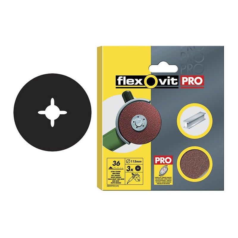 Flexovit Aluminium Oxide Fibre Disc 125mm Fine 80G (Pack 3) Flexovit - Dynamic Drive