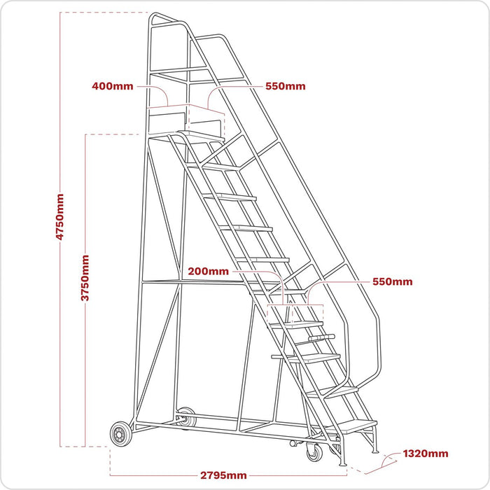 Sealey Mobile Safety Steps 15-Tread MSS15 Sealey - Dynamic Drive
