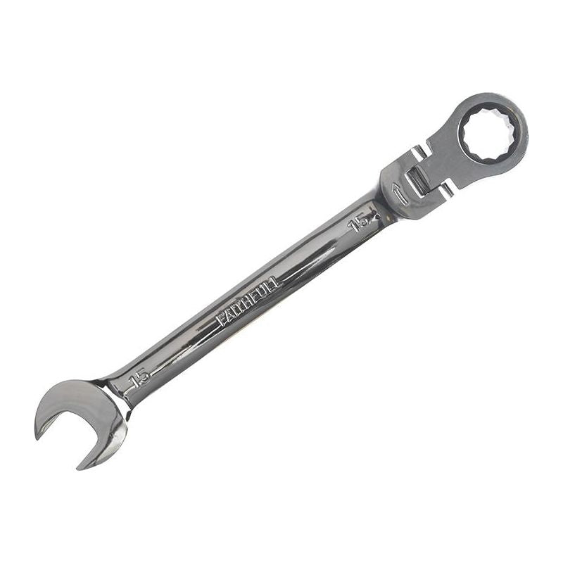 Faithfull Ratchet Combination Spanner Flex Head CV 15mm Faithfull - Dynamic Drive