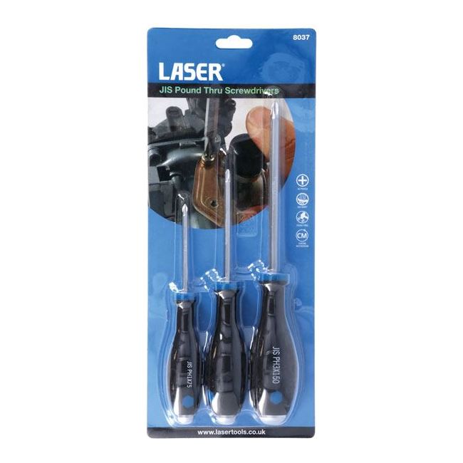 Laser JIS Pound Thru Screwdrivers 3pc 8037 Laser - Dynamic Drive