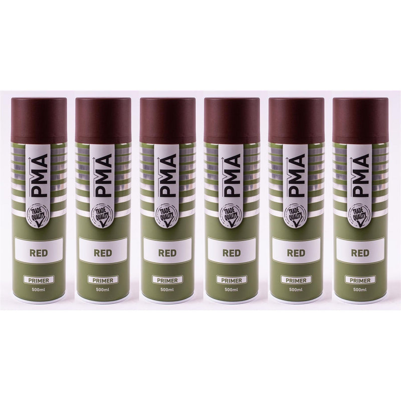 6 x PMA Tough Durable Primer Spray Paint - Red - 500ml PCPA1021 PMA - Dynamic Drive
