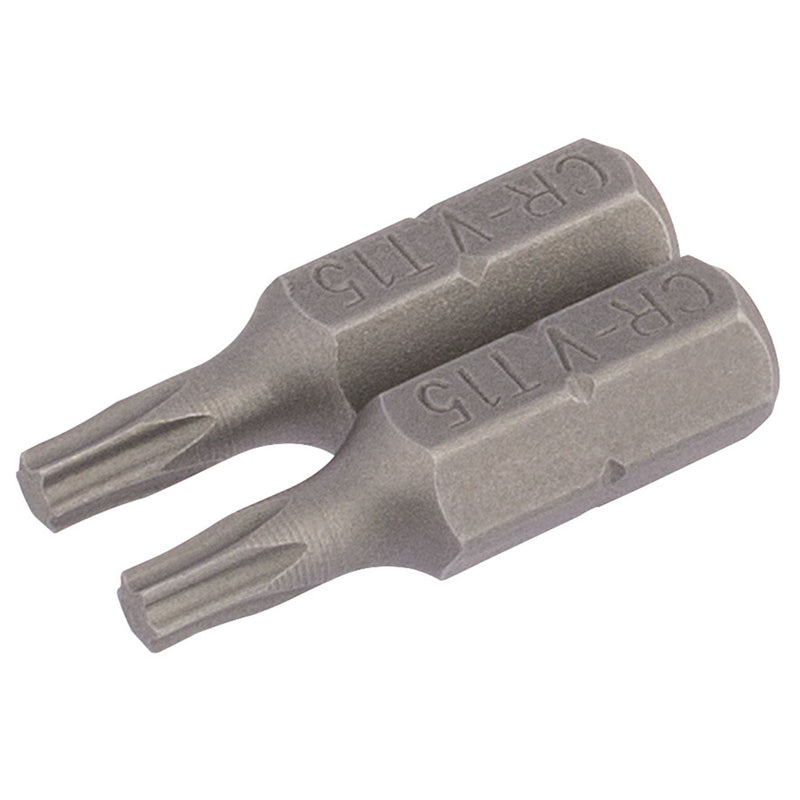 Draper TX-STAR Insert Bit, 1/4" Hex, 25mm Long, T15 (Pack of 2) Draper - Dynamic Drive
