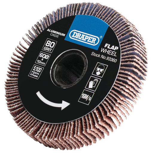 Draper Aluminium Oxide Flap Wheel, 10 x 60mm, 80 Grit 93360 Draper - Dynamic Drive