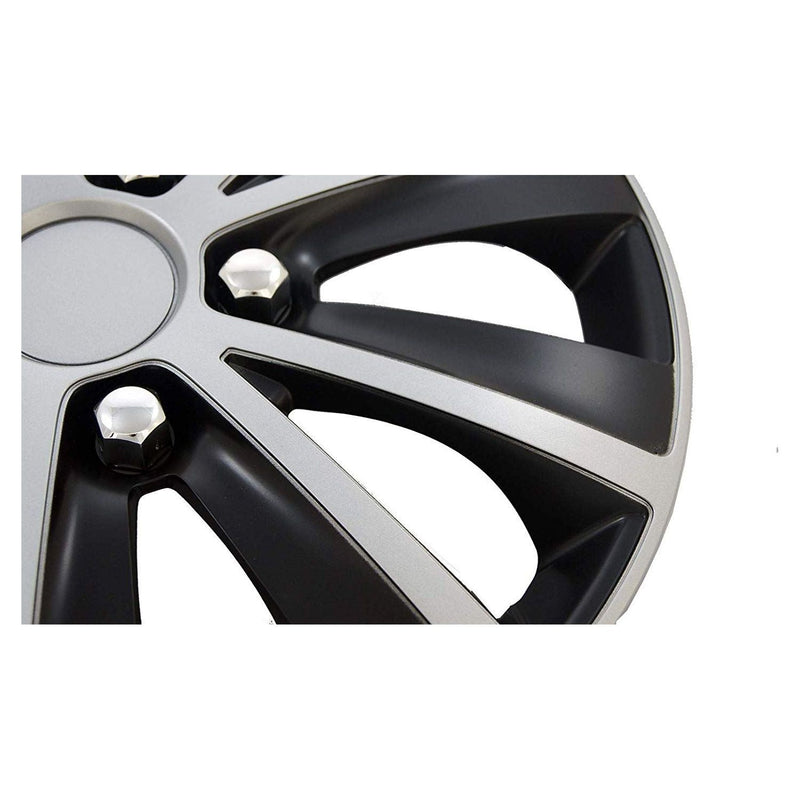 4 X 16" Black & Grey Stripe Multi-Spoke Wheel Trims Hub Caps Covers Protectors Versaco  - Dynamic Drive