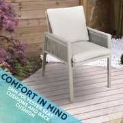 Dellonda Set of 6 Fusion Garden/Patio Dining Chairs with Armrests - Light Grey Dellonda  - Dynamic Drive
