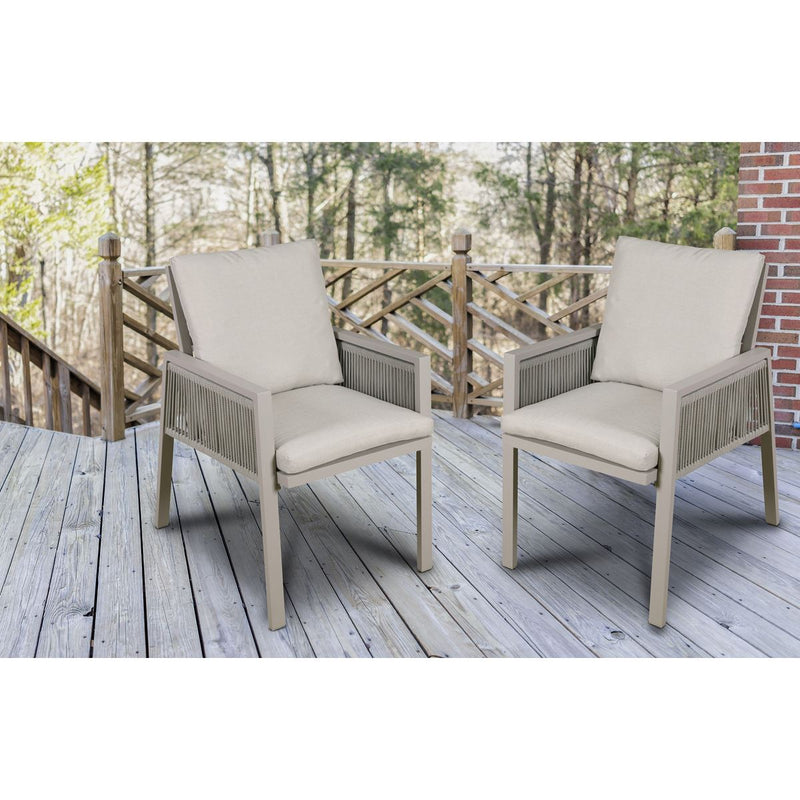 Dellonda Set of 6 Fusion Garden/Patio Dining Chairs with Armrests - Light Grey Dellonda  - Dynamic Drive