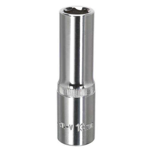Sealey WallDrive Socket 13mm Deep 1/2"Sq Drive Fully Polished SP1213D Sealey - Dynamic Drive