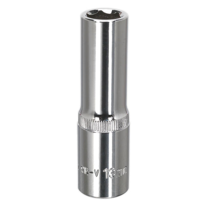 Sealey WallDrive Socket 13mm Deep 1/2"Sq Drive Fully Polished SP1213D Sealey - Dynamic Drive