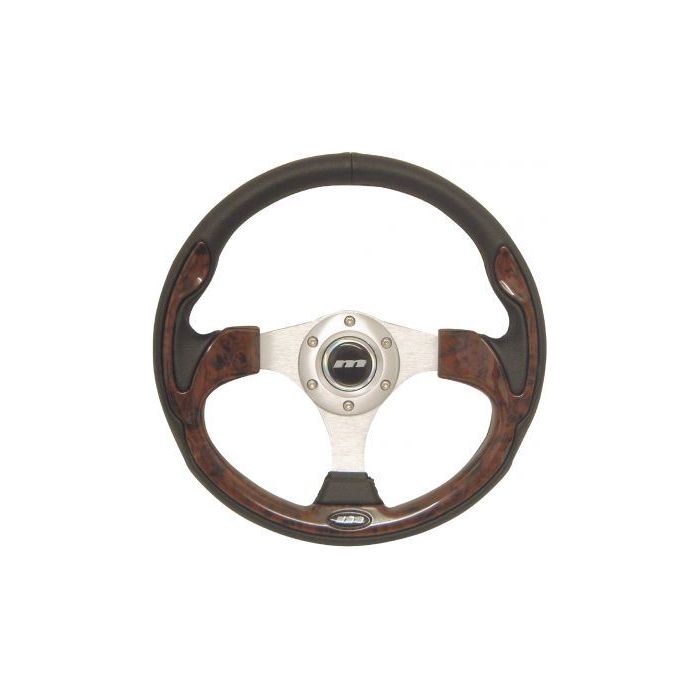 320mm Wood Style Inset 3 Spoke Sports Steering Wheel M Silver Centre M32X3VV9S Mountney Classic  - Dynamic Drive