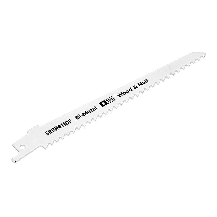 Sealey Reciprocating Saw Blade Wood & Nail 150mm 6tpi Pack of 5 SRBR611DF Sealey - Dynamic Drive