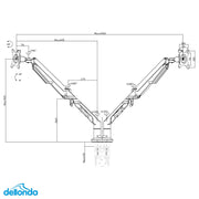 Dellonda Adjustable Double Monitor Arm with 360 Rotation - White DH27 Dellonda - Dynamic Drive
