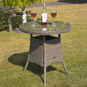 Dellonda Chester Rattan Wicker Round Outdoor Table with Tempered Glass Top Dellonda - Dynamic Drive