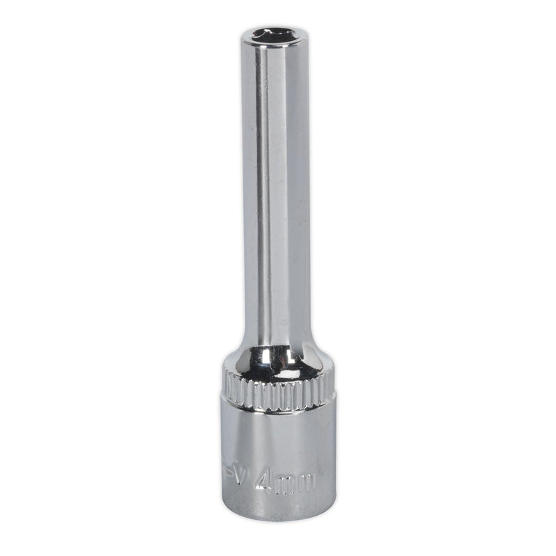 Sealey WallDrive Socket 4mm Deep 1/4"Sq Drive Fully Polished SP1404D Sealey - Dynamic Drive