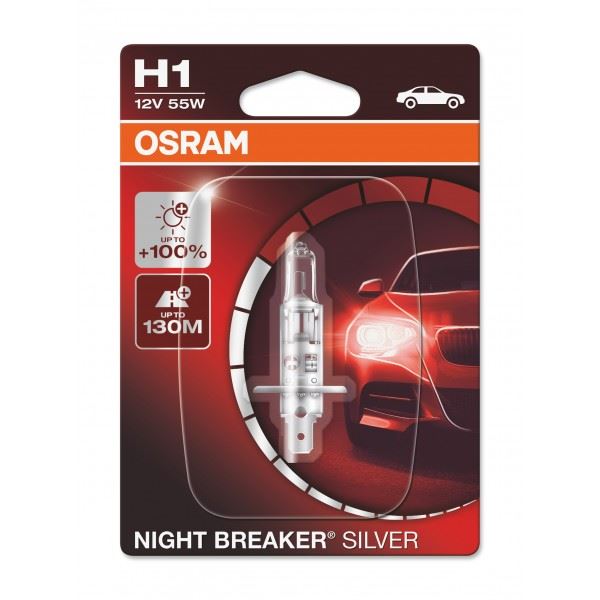 Osram Performance Bulbs - H1 Up To +100% More Brightness - (448) P14.5 - Halogen - NIGHT BREAKER SILVER Osram - Dynamic Drive
