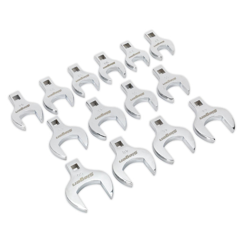 Seigen by Sealey Crow's Foot Open End Spanner Set 14pc 1/2"Sq Drive Metric Sealey  - Dynamic Drive