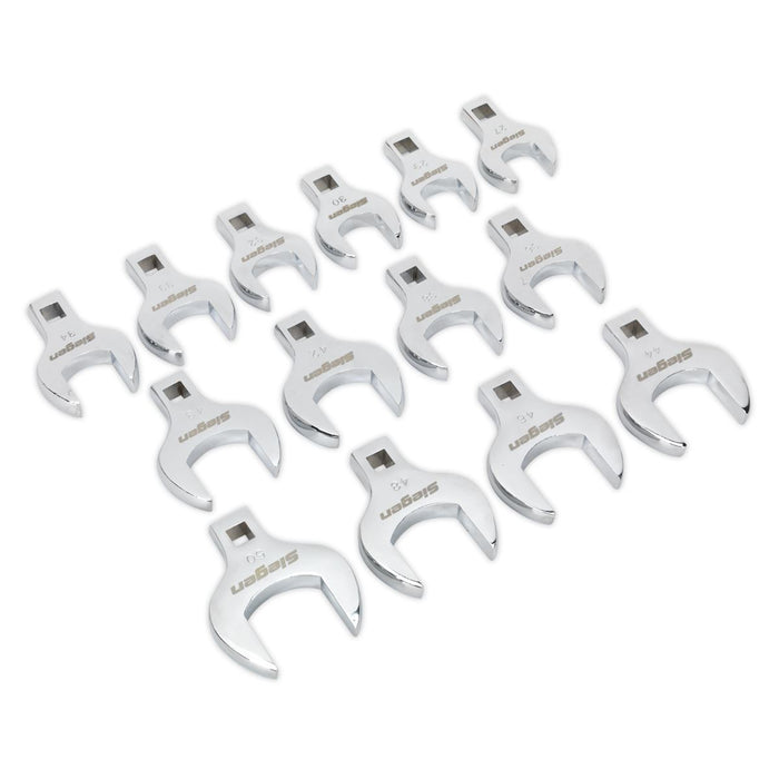 Seigen by Sealey Crow's Foot Open End Spanner Set 14pc 1/2"Sq Drive Metric Sealey  - Dynamic Drive