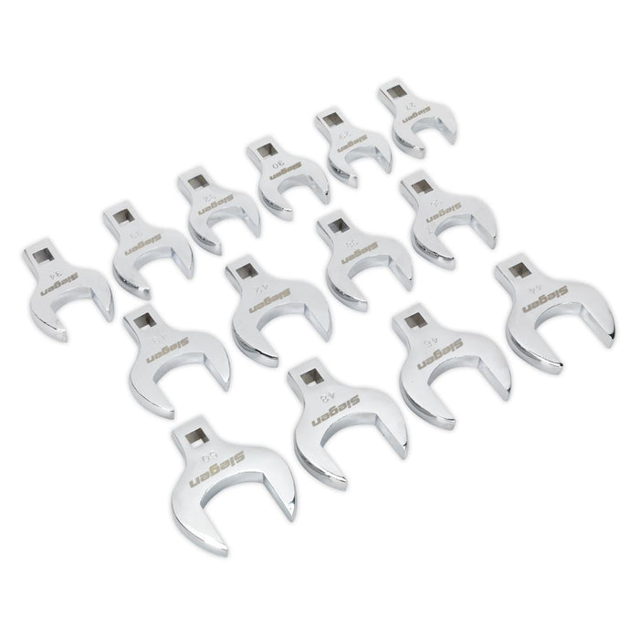 Sealey Crow's Foot Open End Spanner Set 14pc 1/2"Sq Drive Metric S01109 Sealey - Dynamic Drive