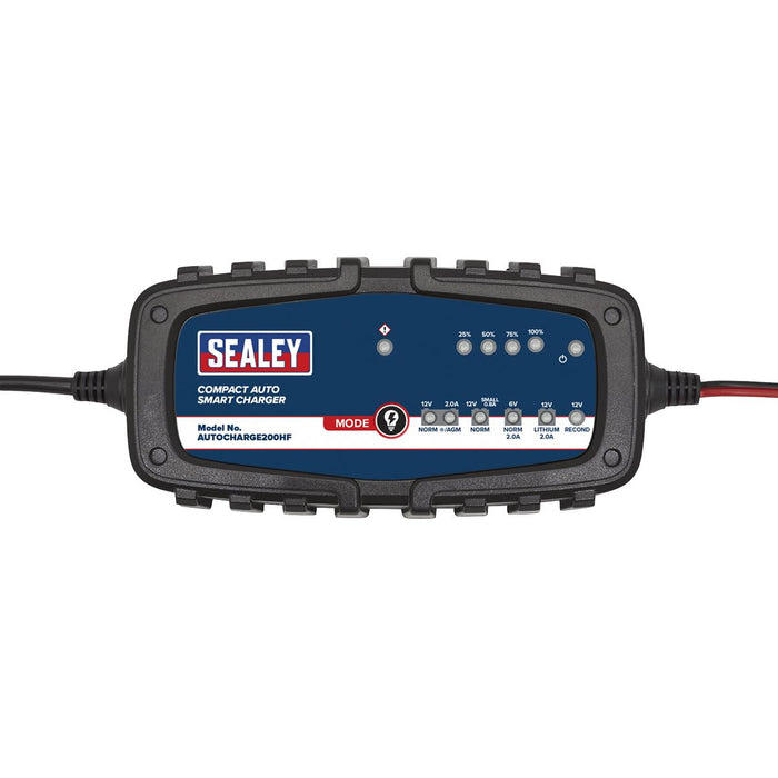 Sealey Compact Auto Smart Charger 2A 6/12V AUTOCHARGE200HF Sealey  - Dynamic Drive