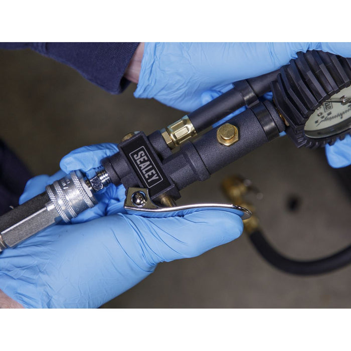Sealey Tyre Inflator Clip On Connector Glow in the Dark Dial Gauge Air Line Pump Sealey  - Dynamic Drive