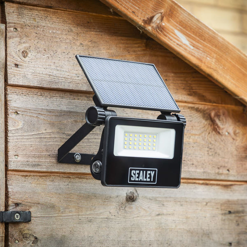 Sealey Extra-Slim Solar Floodlight with Wall Bracket 20W SMD LED LED20S Sealey - Dynamic Drive
