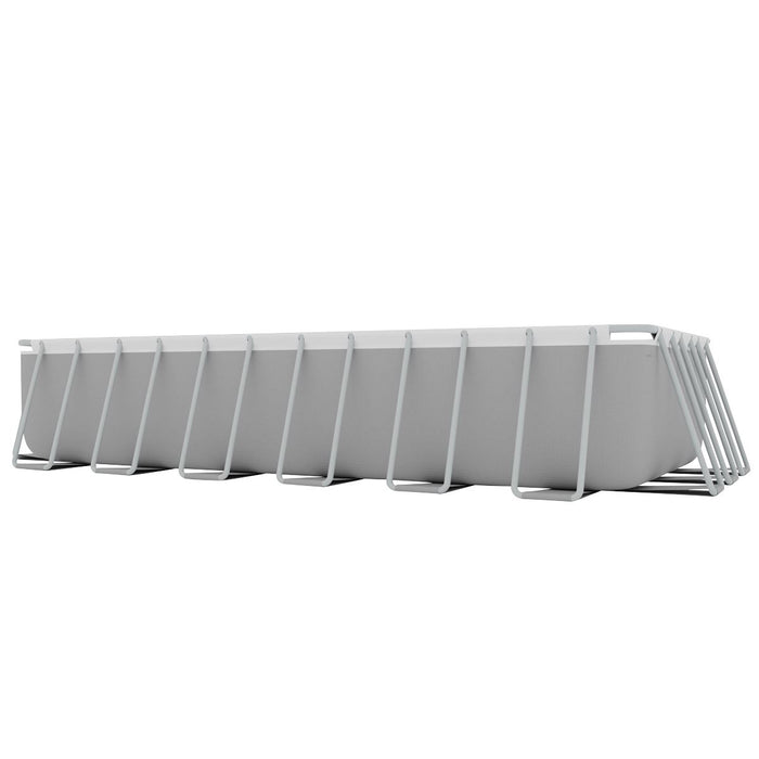 Dellonda Steel Frame Rectangular Swimming Pool - Step Ladder & Filter Pump 25ft Dellonda - Dynamic Drive