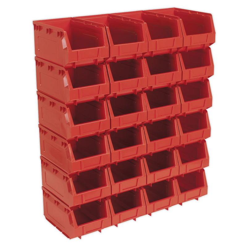 Sealey Plastic Storage Bin 150 x 240 x 130mm Red Pack of 24 TPS324R Sealey - Dynamic Drive
