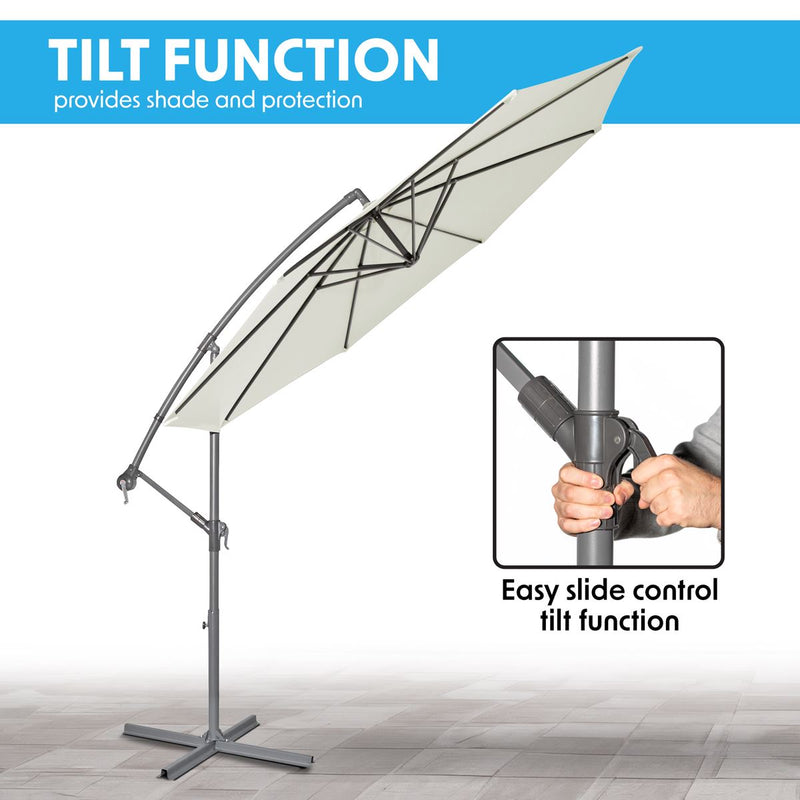 Dellonda Banana Parasol with Cover 3m - Cream DG265 Dellonda - Dynamic Drive
