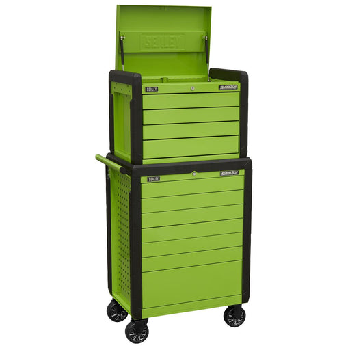 Superline PRO Push-To-Open Topchest & Rollcab Combination 11 Drawer - Green Superline Pro - Dynamic Drive