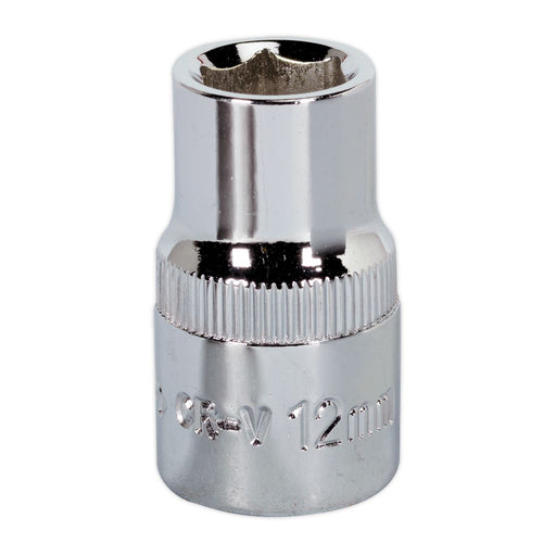 Sealey WallDrive Socket 12mm 1/2"Sq Drive Fully Polished SP1212 Sealey - Dynamic Drive