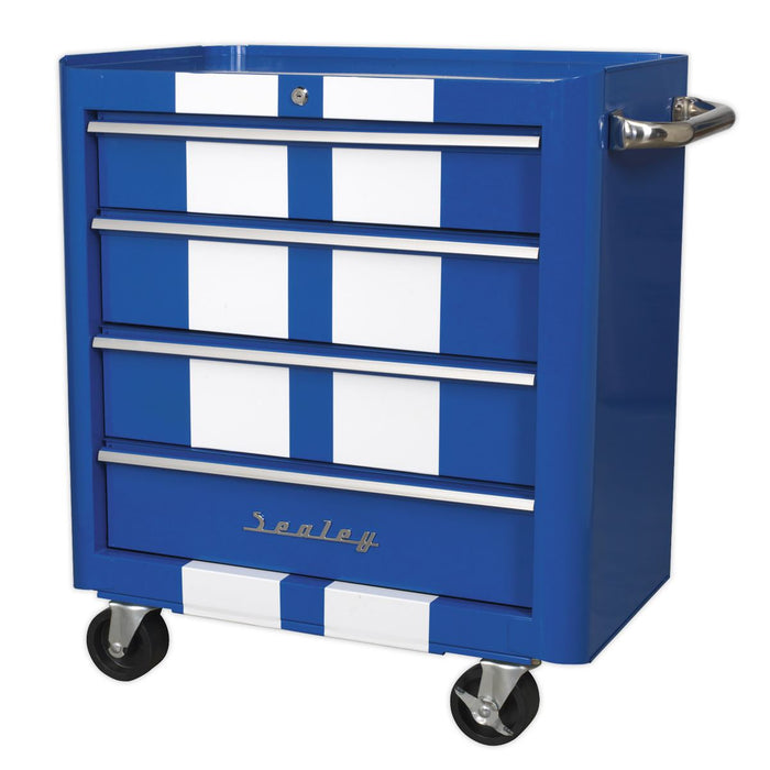 Sealey Rollcab 4 Drawer Retro Style Blue with White Stripes AP28204BWS Sealey - Dynamic Drive