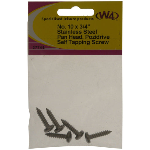 W4 No 10 Pan Head 3/4" S/S (5) 37741 W4 - Dynamic Drive