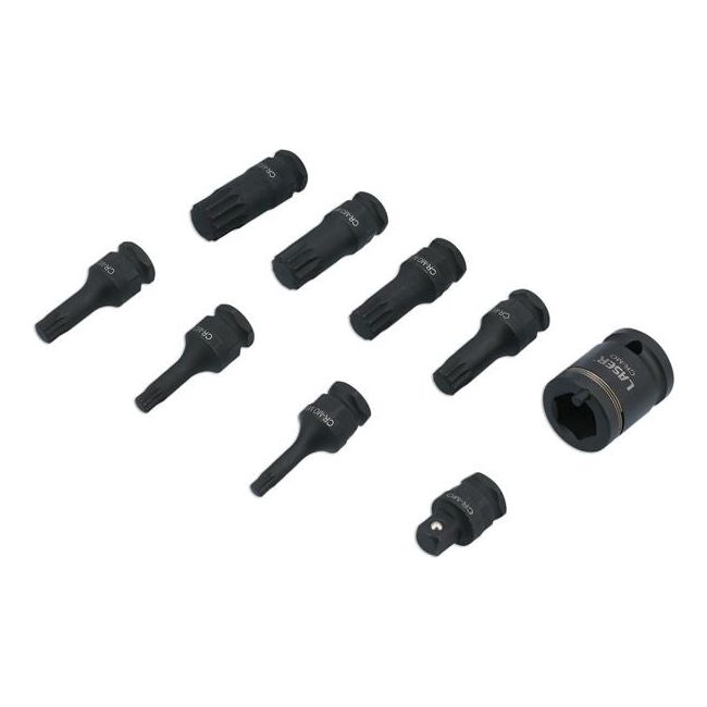 Laser Dual Drive Spline Impact Bit Socket Set 9pc 7979 Laser - Dynamic Drive