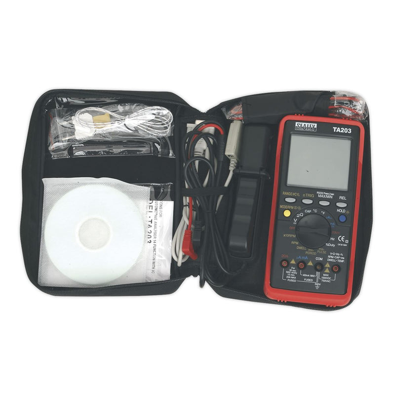 Sealey Digital Automotive Multimeter 15-Function Bar Graph/PC Link TA203 Sealey - Dynamic Drive