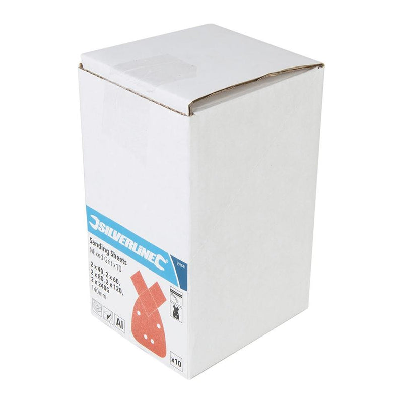 Silverline Hook & Loop Detail Sander Sheets & Tips 140mm 10pk Silverline - Dynamic Drive