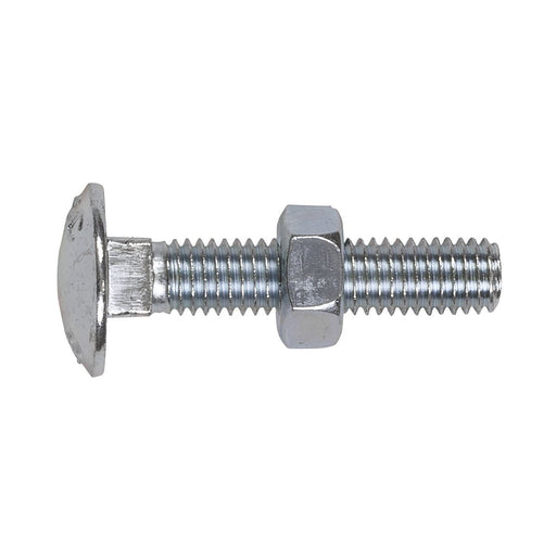 Sealey Coach Bolt & Nut DIN 603 M8 x 40mm Zinc Pack of 50 CBN840 Sealey - Dynamic Drive