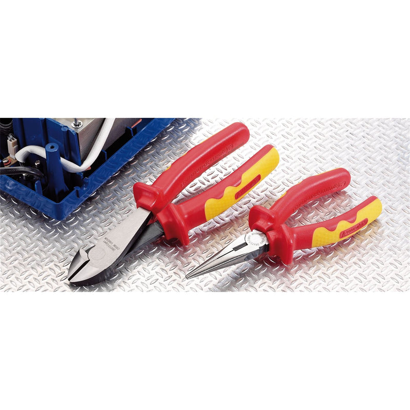 Draper VDE Approved Fully Insulated Long Nose Pliers, 160mm 69174 Draper - Dynamic Drive
