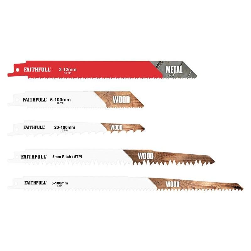 Faithfull Sabre Saw Blade Set, 15 Piece Faithfull - Dynamic Drive
