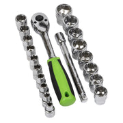 Sealey Socket Set 19pc 3/8"Sq Drive 6pt WallDrive Metric S01243 Sealey - Dynamic Drive