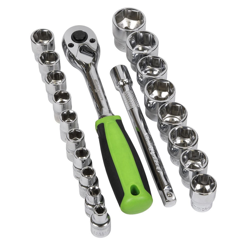 Sealey Socket Set 19pc 3/8"Sq Drive 6pt WallDrive Metric S01243 Sealey - Dynamic Drive